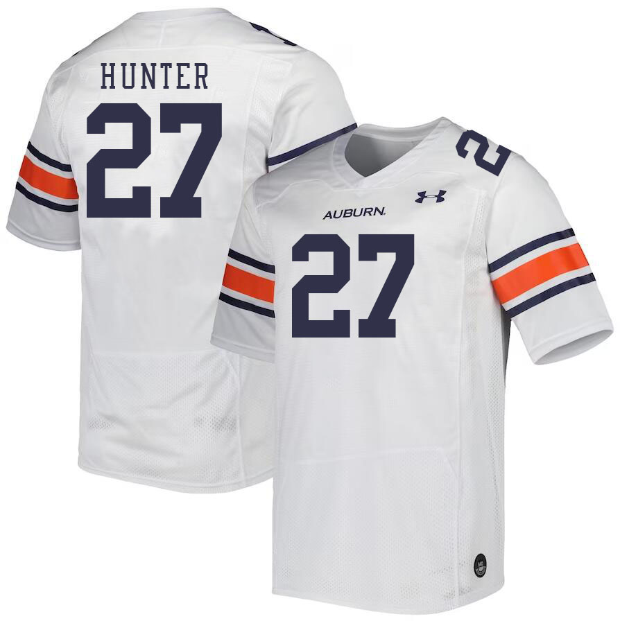Men #27 Jarquez Hunter Auburn Tigers College Football Jerseys Stitched-White - Click Image to Close